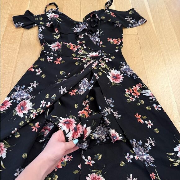 Iz Byer Black and Pink Asymmetrical Ruffled Sundress - Picture 5 of 9